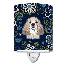 Load image into Gallery viewer, Blue Flowers Cocker Spaniel Ceramic Night Light BB5067CNL