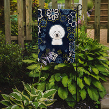 Load image into Gallery viewer, Blue Flowers Bichon Frise Garden Flag - Outdoor Decorative Yard Flag BB5068GF