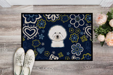 Load image into Gallery viewer, Blue Flowers Bichon Frise Doormat - 24x36 Decorative Floor Mat – Indoor/Outdoor Rug with Artistic Flair BB5068JMAT