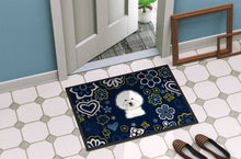 Load image into Gallery viewer, Blue Flowers Bichon Frise Doormat - 24x36 Decorative Floor Mat – Indoor/Outdoor Rug with Artistic Flair BB5068JMAT
