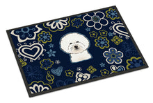 Load image into Gallery viewer, Blue Flowers Bichon Frise Doormat - 24x36 Decorative Floor Mat – Indoor/Outdoor Rug with Artistic Flair BB5068JMAT