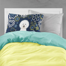 Load image into Gallery viewer, Blue Flowers Bichon Frise Fabric Standard Pillowcase – Artistic Decorative Front, White Back BB5068PILLOWCASE