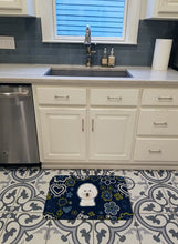 Load image into Gallery viewer, Blue Flowers Bichon Frise Machine Washable Memory Foam Mat BB5068RUG
