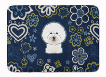 Load image into Gallery viewer, Blue Flowers Bichon Frise Machine Washable Memory Foam Mat BB5068RUG