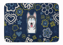 Load image into Gallery viewer, Blue Flowers Alaskan Malamute Machine Washable Memory Foam Mat BB5069RUG