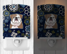 Load image into Gallery viewer, Blue Flowers English Bulldog  Ceramic Night Light BB5070CNL
