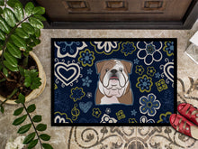 Load image into Gallery viewer, Blue Flowers English Bulldog  Doormat - 24x36 Decorative Floor Mat – Indoor/Outdoor Rug with Artistic Flair BB5070JMAT
