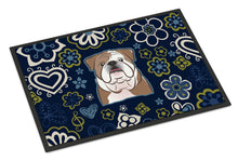 Load image into Gallery viewer, Blue Flowers English Bulldog  Doormat - 24x36 Decorative Floor Mat – Indoor/Outdoor Rug with Artistic Flair BB5070JMAT