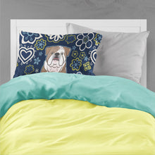 Load image into Gallery viewer, Blue Flowers English Bulldog  Fabric Standard Pillowcase – Artistic Decorative Front, White Back BB5070PILLOWCASE