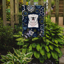 Load image into Gallery viewer, Blue Flowers White English Bulldog  Garden Flag - Outdoor Decorative Yard Flag BB5071GF