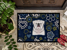 Load image into Gallery viewer, Blue Flowers White English Bulldog Doormat - 24x36 Decorative Floor Mat – Indoor/Outdoor Rug with Artistic Flair BB5071JMAT