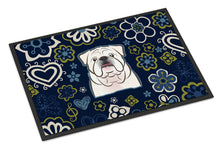 Load image into Gallery viewer, Blue Flowers White English Bulldog Doormat - 24x36 Decorative Floor Mat – Indoor/Outdoor Rug with Artistic Flair BB5071JMAT