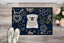 Load image into Gallery viewer, Blue Flowers White English Bulldog  Doormat - 18x27 Decorative Floor Mat – Indoor/Outdoor Rug with Artistic Flair BB5071MAT