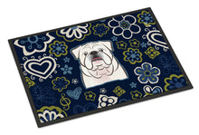 Load image into Gallery viewer, Blue Flowers White English Bulldog  Doormat - 18x27 Decorative Floor Mat – Indoor/Outdoor Rug with Artistic Flair BB5071MAT