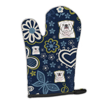 Load image into Gallery viewer, Blue Flowers White English Bulldog Oven Mitt BB5071OVMT