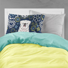 Load image into Gallery viewer, Blue Flowers White English Bulldog  Fabric Standard Pillowcase – Artistic Decorative Front, White Back BB5071PILLOWCASE