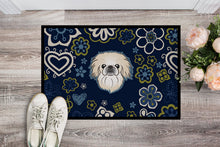Load image into Gallery viewer, Blue Flowers Pekingese Doormat - 24x36 Decorative Floor Mat – Indoor/Outdoor Rug with Artistic Flair BB5072JMAT