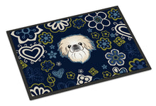 Load image into Gallery viewer, Blue Flowers Pekingese Doormat - 24x36 Decorative Floor Mat – Indoor/Outdoor Rug with Artistic Flair BB5072JMAT