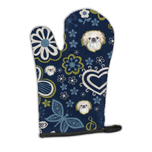 Load image into Gallery viewer, Blue Flowers Pekingese Oven Mitt BB5072OVMT