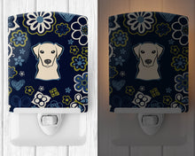 Load image into Gallery viewer, Blue Flowers Yellow Labrador Ceramic Night Light BB5073CNL