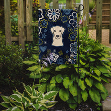 Load image into Gallery viewer, Blue Flowers Yellow Labrador Garden Flag - Outdoor Decorative Yard Flag