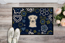 Load image into Gallery viewer, Blue Flowers Yellow Labrador Doormat - 24x36 Decorative Floor Mat – Indoor/Outdoor Rug with Artistic Flair BB5073JMAT
