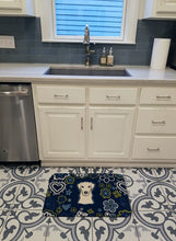 Load image into Gallery viewer, Blue Flowers Yellow Labrador Machine Washable Memory Foam Mat BB5073RUG