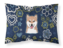 Load image into Gallery viewer, Blue Flowers Shiba Inu Fabric Standard Pillowcase – Artistic Decorative Front, White Back BB5076PILLOWCASE