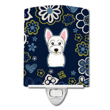 Load image into Gallery viewer, Blue Flowers Westie Ceramic Night Light BB5077CNL