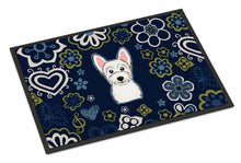 Load image into Gallery viewer, Blue Flowers Westie Doormat - 24x36 Decorative Floor Mat – Indoor/Outdoor Rug with Artistic Flair BB5077JMAT