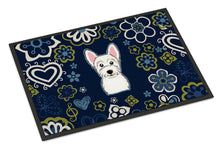 Load image into Gallery viewer, Blue Flowers Westie Doormat - 18x27 Decorative Floor Mat – Indoor/Outdoor Rug with Artistic Flair BB5077MAT