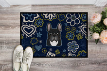 Load image into Gallery viewer, Blue Flowers French Bulldog Doormat - 18x27 Decorative Floor Mat – Indoor/Outdoor Rug with Artistic Flair BB5078MAT
