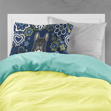 Load image into Gallery viewer, Blue Flowers French Bulldog Fabric Standard Pillowcase – Artistic Decorative Front, White Back BB5078PILLOWCASE