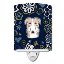 Load image into Gallery viewer, Blue Flowers Borzoi Ceramic Night Light BB5079CNL