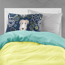 Load image into Gallery viewer, Blue Flowers Borzoi Fabric Standard Pillowcase – Artistic Decorative Front, White Back BB5079PILLOWCASE