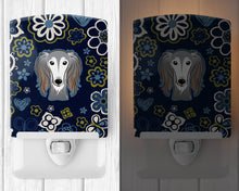 Load image into Gallery viewer, Blue Flowers Saluki Ceramic Night Light BB5080CNL
