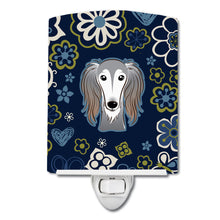 Load image into Gallery viewer, Blue Flowers Saluki Ceramic Night Light BB5080CNL