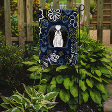 Load image into Gallery viewer, Blue Flowers Japanese Chin Garden Flag - Outdoor Decorative Yard Flag