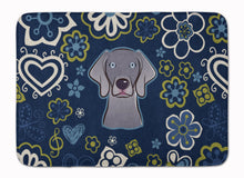 Load image into Gallery viewer, Blue Flowers Weimaraner Machine Washable Memory Foam Mat BB5082RUG