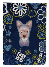 Load image into Gallery viewer, Blue Flowers Yorkie Puppy Garden Flag - Outdoor Decorative Yard Flag BB5083GF