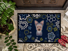 Load image into Gallery viewer, Blue Flowers Yorkie Puppy Doormat - 18x27 Decorative Floor Mat – Indoor/Outdoor Rug with Artistic Flair BB5083MAT