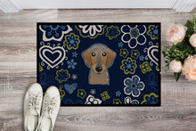 Load image into Gallery viewer, Blue Flowers Wirehaired Dachshund Doormat - 18x27 Decorative Floor Mat – Indoor/Outdoor Rug with Artistic Flair BB5084MAT