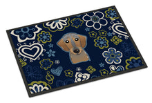 Load image into Gallery viewer, Blue Flowers Wirehaired Dachshund Doormat - 18x27 Decorative Floor Mat – Indoor/Outdoor Rug with Artistic Flair BB5084MAT