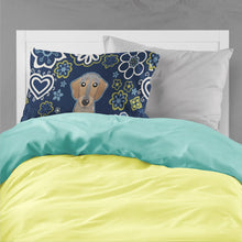 Load image into Gallery viewer, Blue Flowers Wirehaired Dachshund Fabric Standard Pillowcase – Artistic Decorative Front, White Back BB5084PILLOWCASE