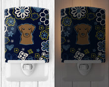 Load image into Gallery viewer, Blue Flowers Chocolate Labrador Ceramic Night Light BB5085CNL