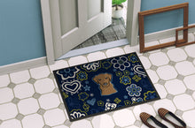 Load image into Gallery viewer, Blue Flowers Chocolate Labrador Doormat - 18x27 Decorative Floor Mat – Indoor/Outdoor Rug with Artistic Flair BB5085MAT