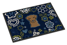 Load image into Gallery viewer, Blue Flowers Chocolate Labrador Doormat - 18x27 Decorative Floor Mat – Indoor/Outdoor Rug with Artistic Flair BB5085MAT