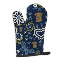 Load image into Gallery viewer, Blue Flowers Chocolate Labrador Oven Mitt BB5085OVMT