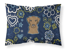 Load image into Gallery viewer, Blue Flowers Chocolate Labrador Fabric Standard Pillowcase – Artistic Decorative Front, White Back BB5085PILLOWCASE