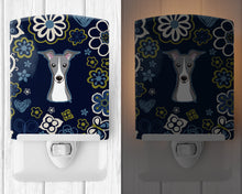 Load image into Gallery viewer, Blue Flowers Italian Greyhound Ceramic Night Light BB5087CNL